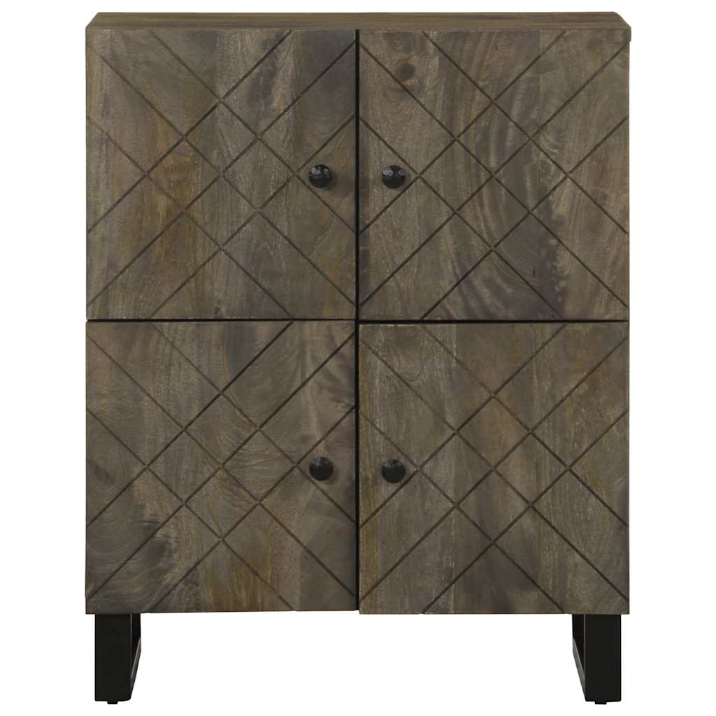 Credenza Nera 60x33x75 cm in Legno Massello di Mango - homemem39