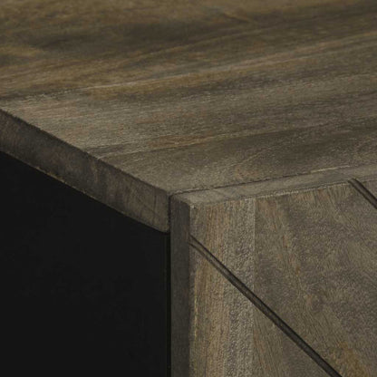Credenza Nera 60x33x75 cm in Legno Massello di Mango - homemem39