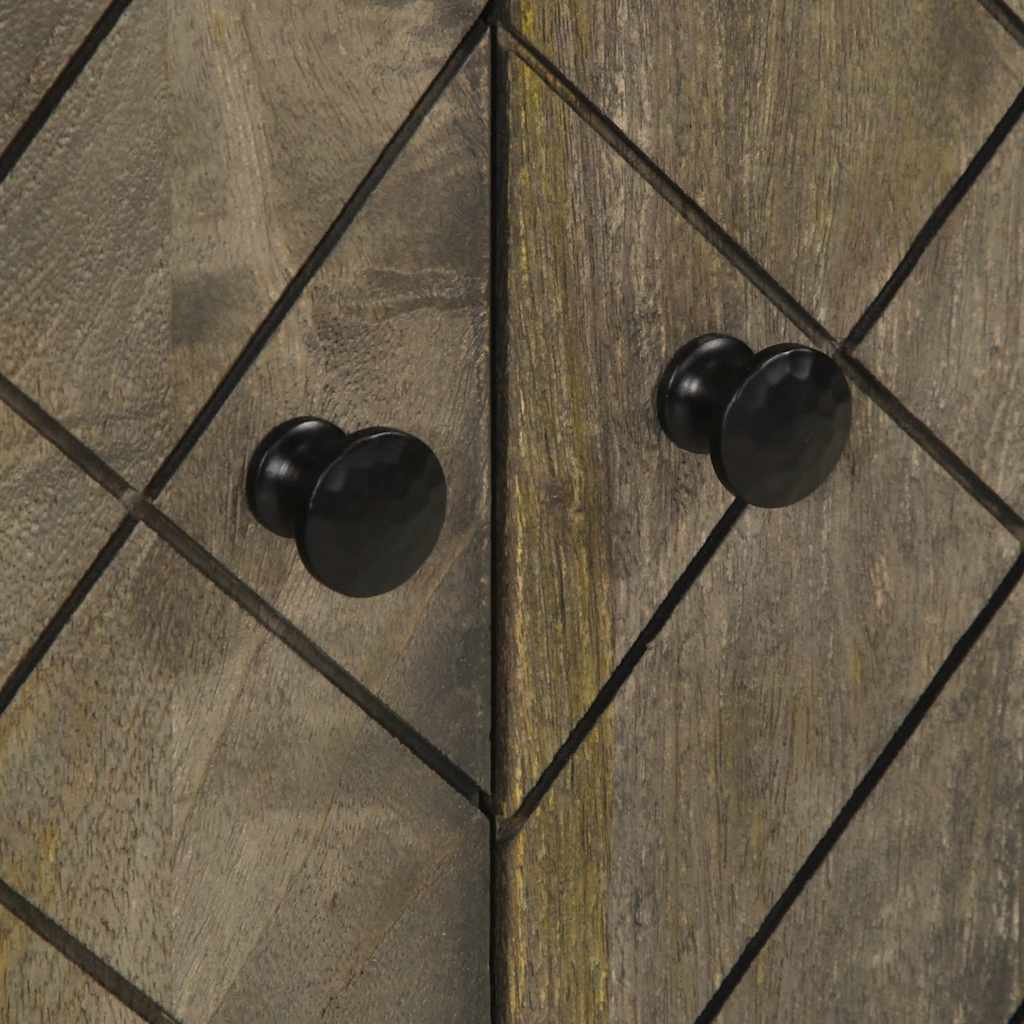 Credenza Nera 60x33x75 cm in Legno Massello di Mango - homemem39