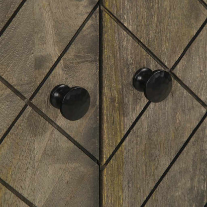 Credenza Nera 60x33x75 cm in Legno Massello di Mango - homemem39