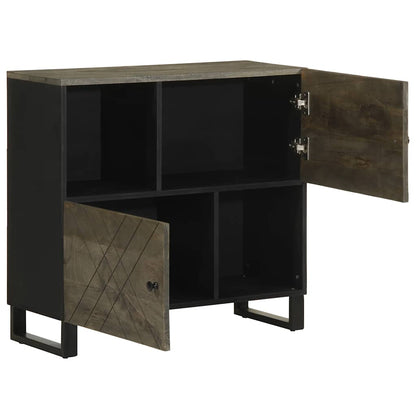 Credenza Nera 80x33x75 cm in Legno Massello di Mango - homemem39