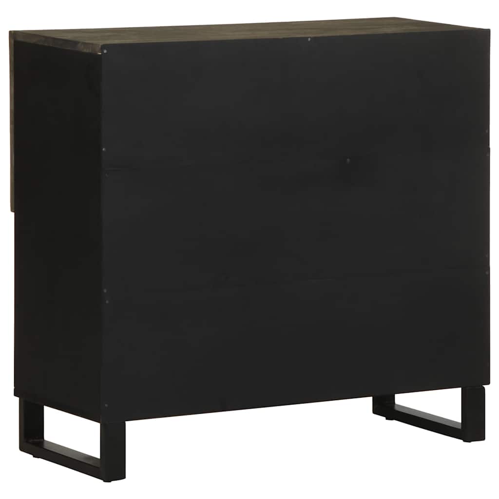 Credenza Nera 80x33x75 cm in Legno Massello di Mango - homemem39