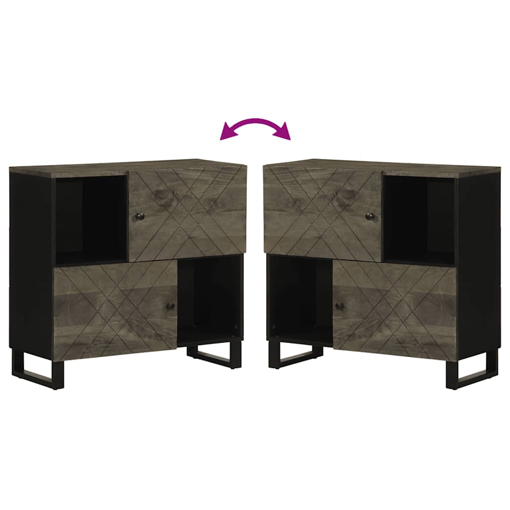 Credenza Nera 80x33x75 cm in Legno Massello di Mango - homemem39