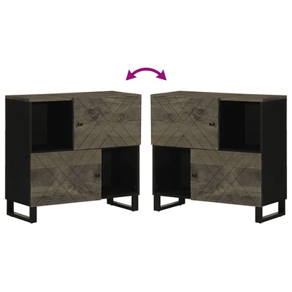 Credenza Nera 80x33x75 cm in Legno Massello di Mango - homemem39