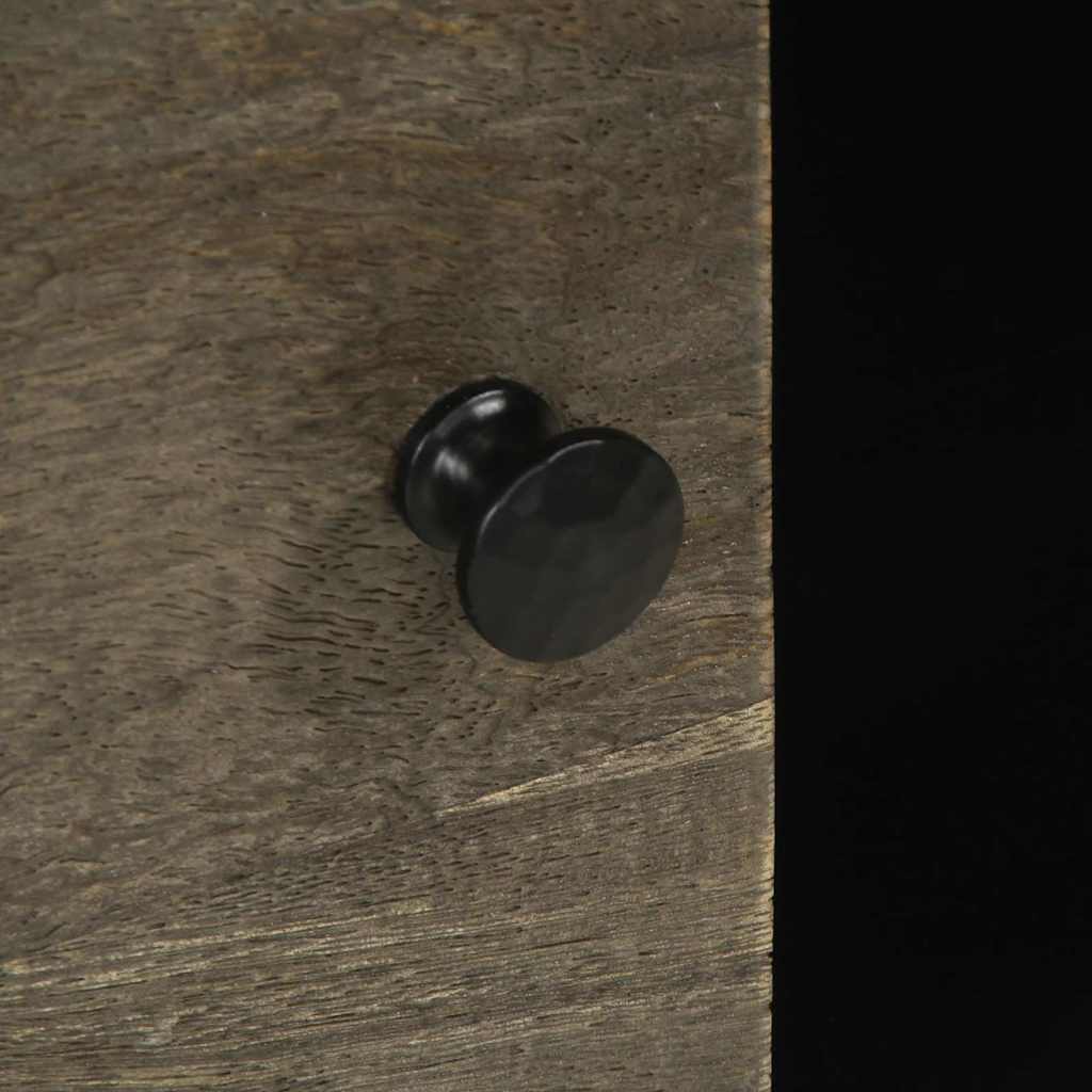 Credenza Nera 80x33x75 cm in Legno Massello di Mango - homemem39