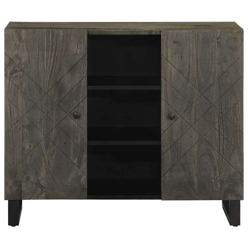 Credenza Nera 90x33x75 cm in Legno Massello di Mango - homemem39