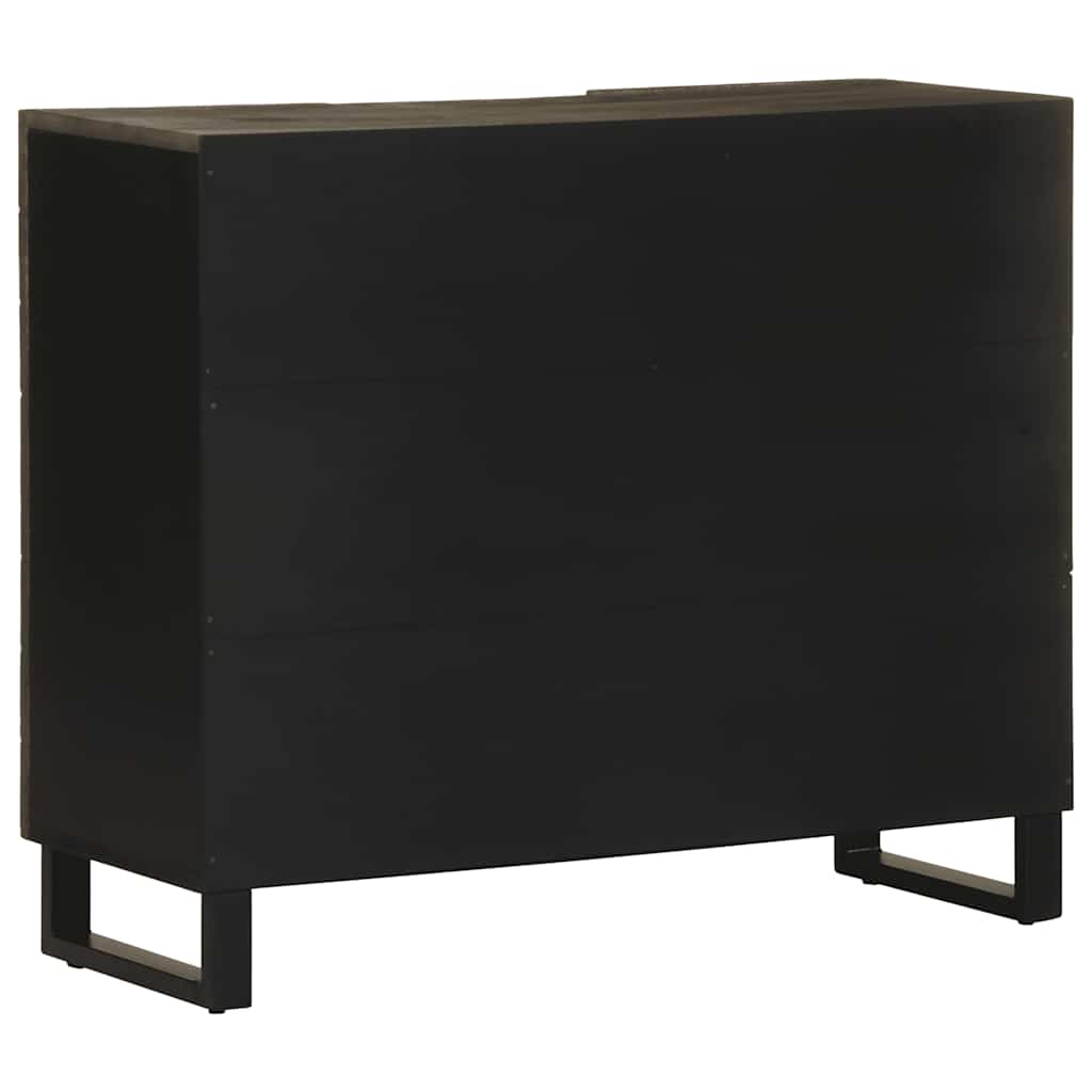 Credenza Nera 90x33x75 cm in Legno Massello di Mango - homemem39