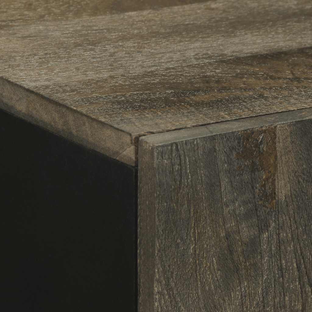 Credenza Nera 90x33x75 cm in Legno Massello di Mango - homemem39