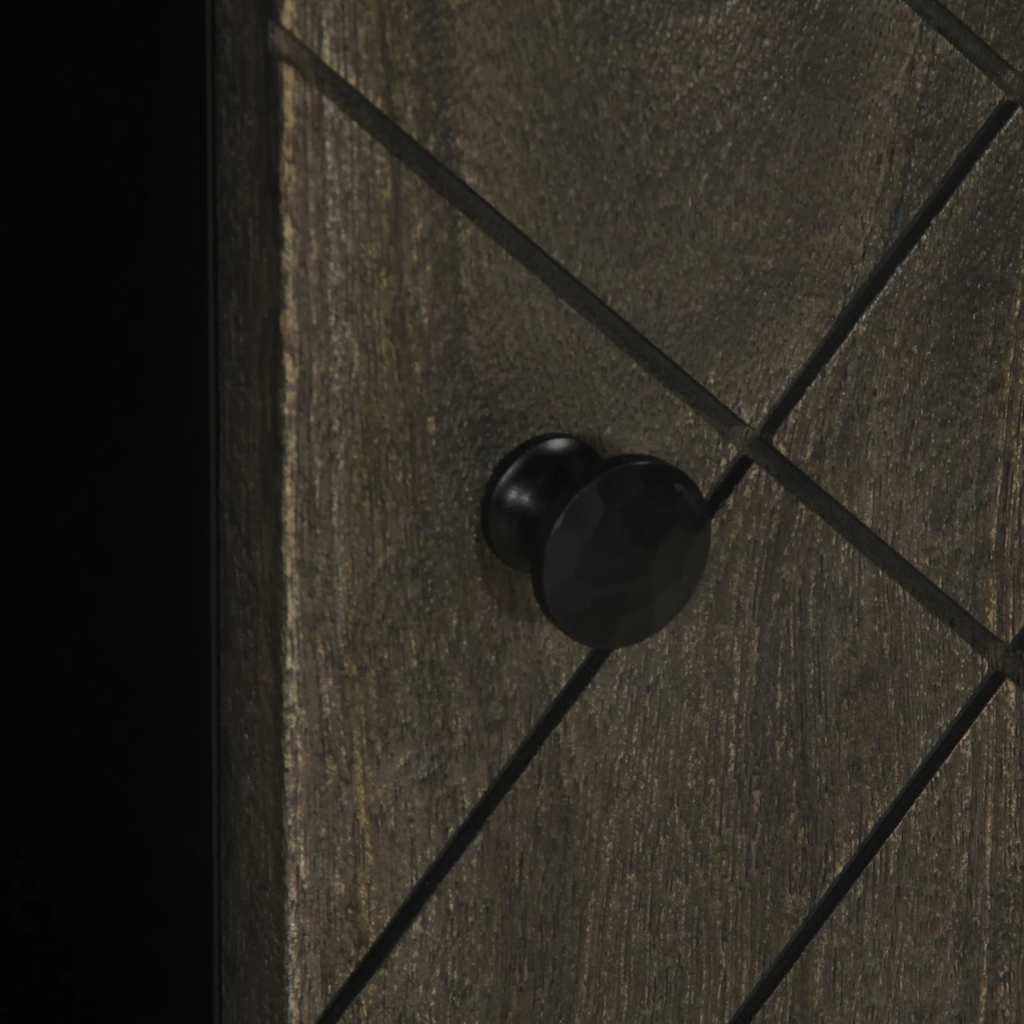 Credenza Nera 90x33x75 cm in Legno Massello di Mango - homemem39