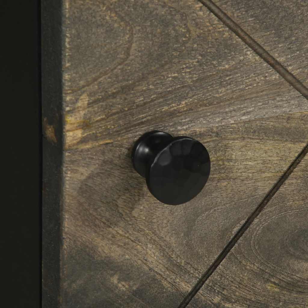 Credenza Nera 40x33x110 cm in Legno Massello di Mango - homemem39