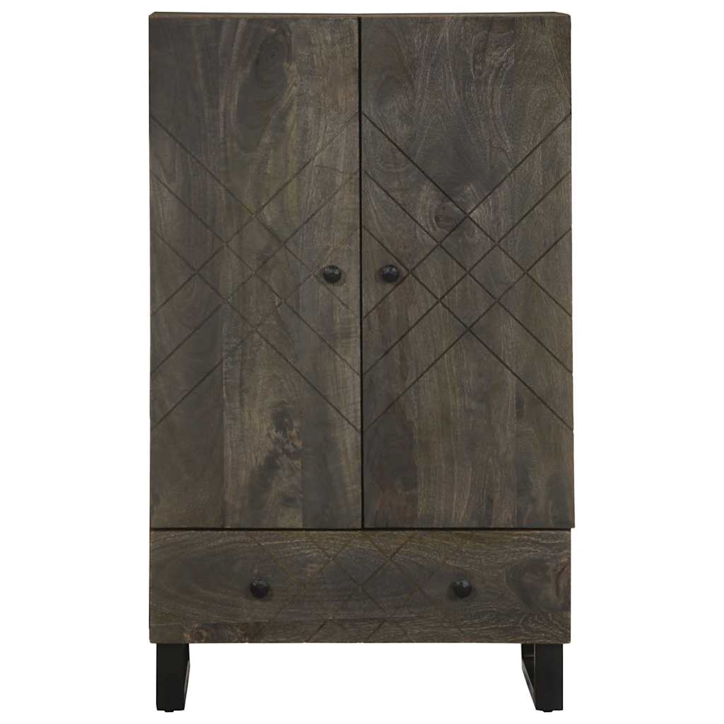 Credenza Nera 60x33x100 cm in Legno Massello di Mango - homemem39