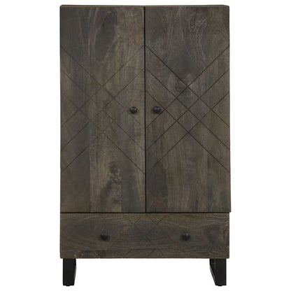 Credenza Nera 60x33x100 cm in Legno Massello di Mango - homemem39