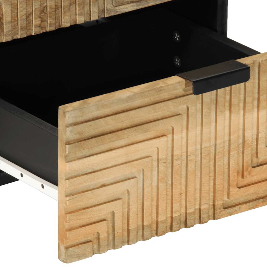 Comodino Marrone 40x33x46 cm in Legno Massello di Mango - homemem39