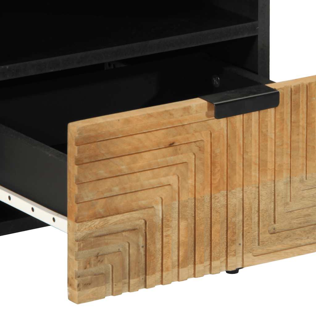 Comodino Marrone 40x33x46 cm in Legno Massello di Mango - homemem39