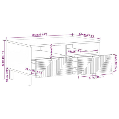 Tavolino da Salotto Marrone 80x54x40 cm Legno Massello di Mango | homemem39