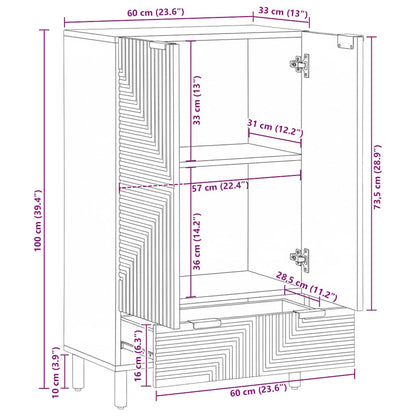 Credenza Marrone 60x33x100 cm in Legno Massello di Mango