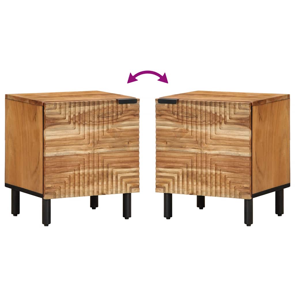 Comodino 40x33x46 cm in Legno Massello di Acacia - homemem39