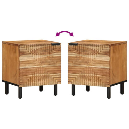 Comodino 40x33x46 cm in Legno Massello di Acacia - homemem39