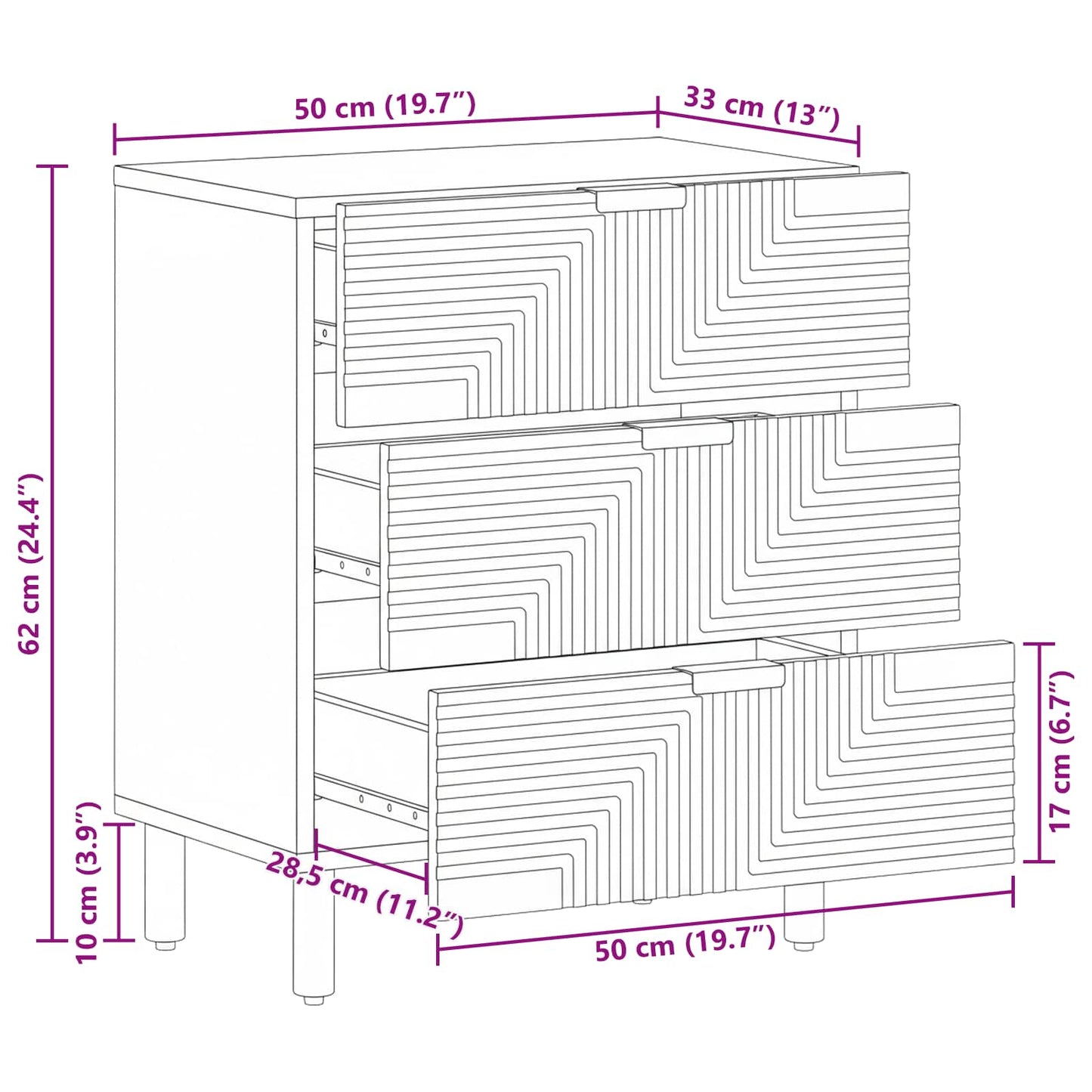Armadio da Notte con cassetto Marrone 50 x 33 x 62 cm | homemem39
