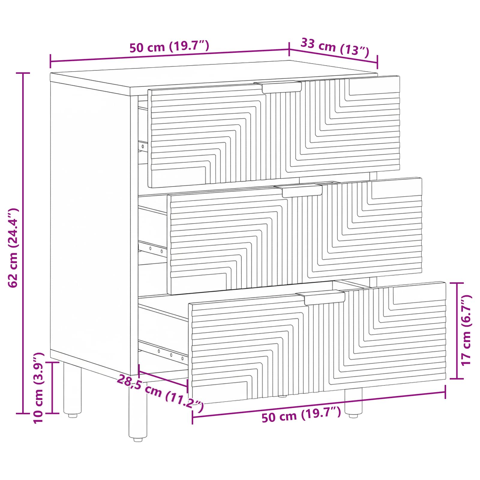 Armadio da Notte con cassetto Marrone 50 x 33 x 62 cm | homemem39