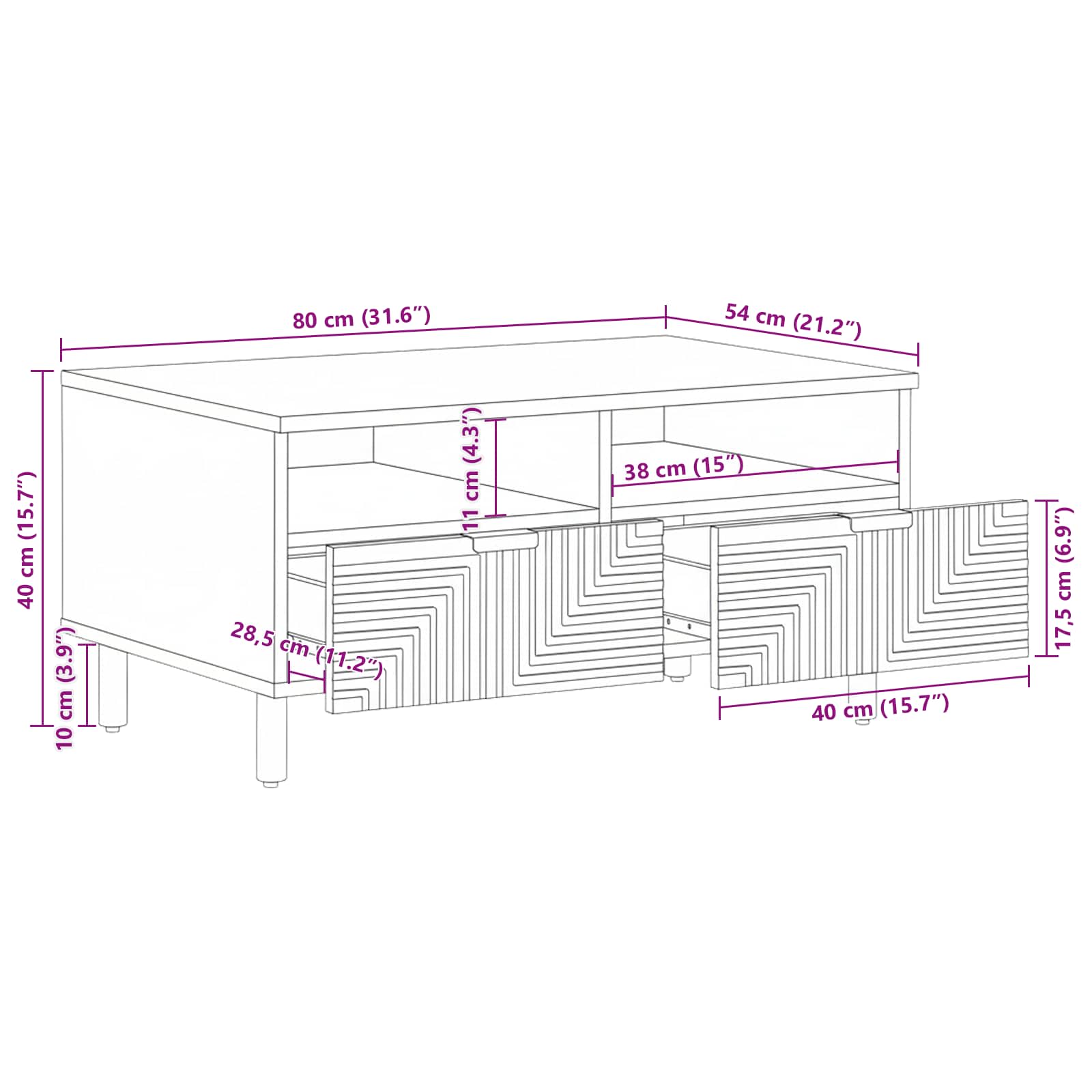 Tavolino da salotto con cassetto Marrone 80 x 54 x 40 cm | homemem39