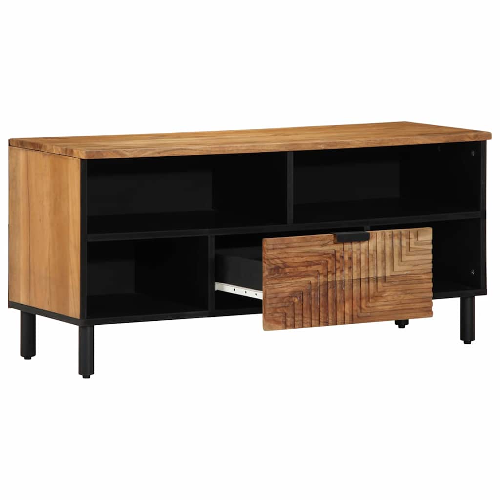 Mobile TV Marrone 100 x 33.5 x 46 cm Legno massello di acacia - homemem39