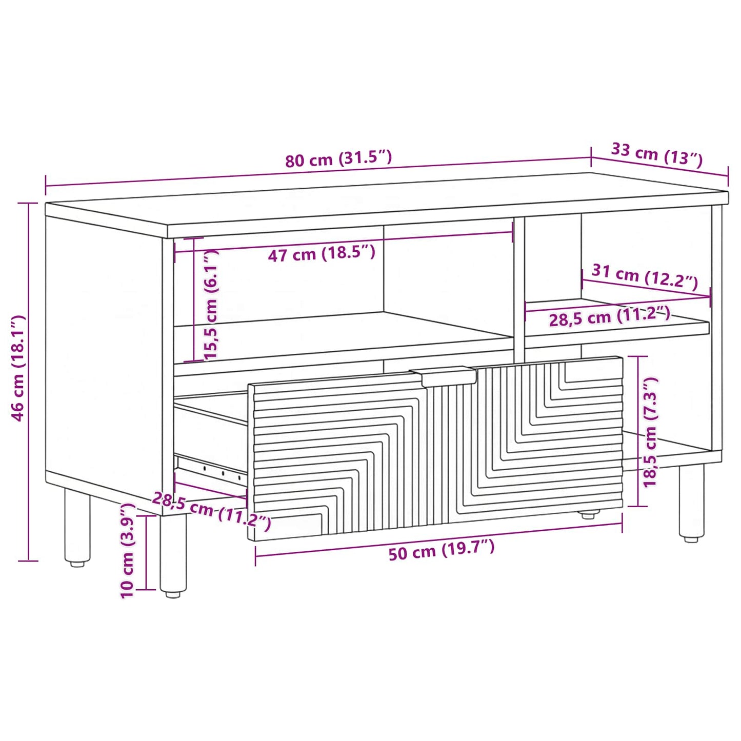 Unità TV Legno di Acacia Massello Legno multistrato | homemem39