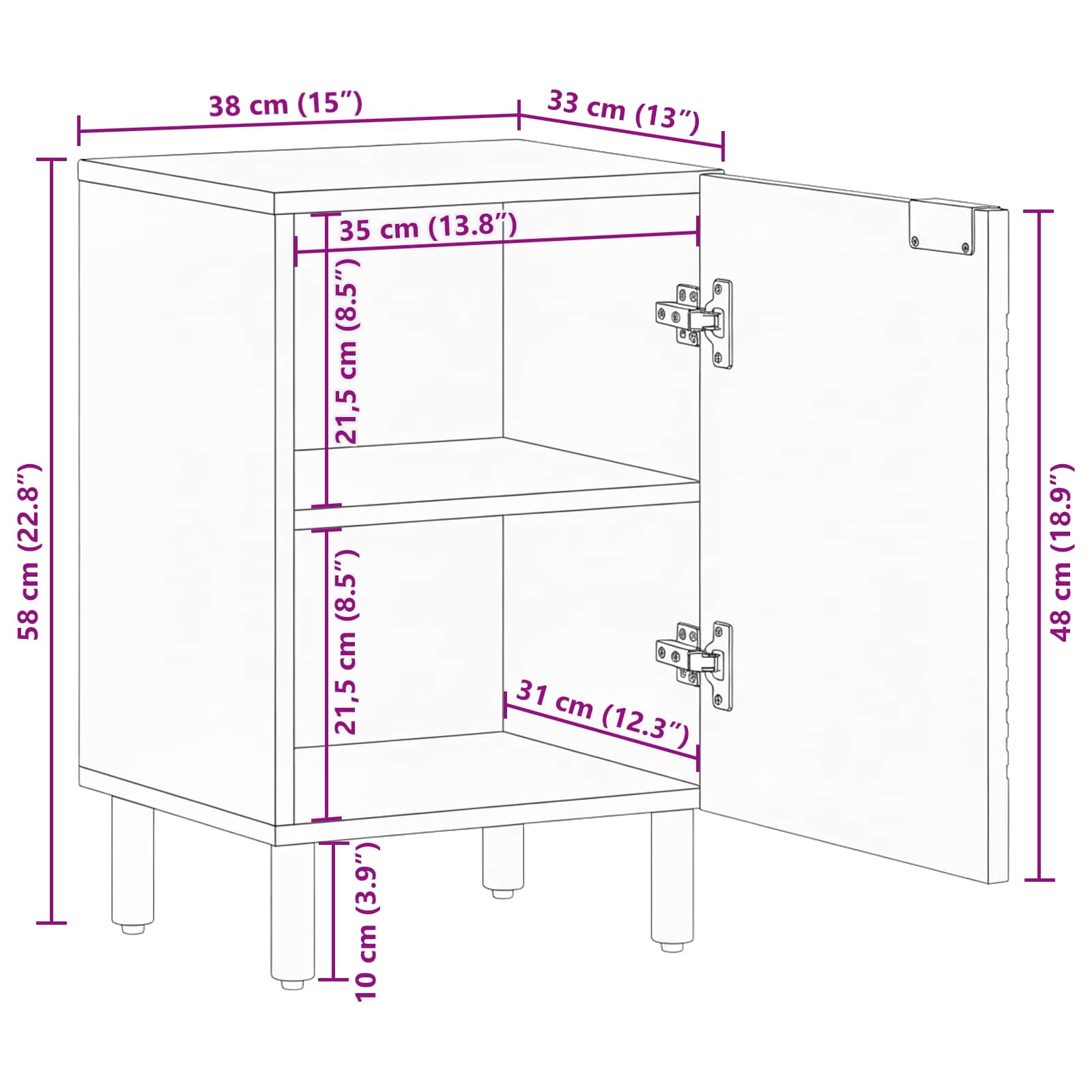 Mobile da Bagno Marrone 38 x 33 x 58 cm Legno di mango massello | homemem39