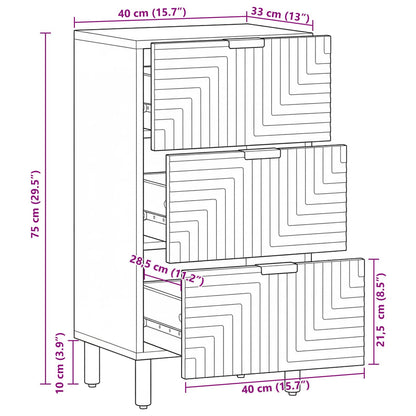 Credenza Naturale 40 x 33,5 x 75 cm Legno di Acacia Massello | homemem39
