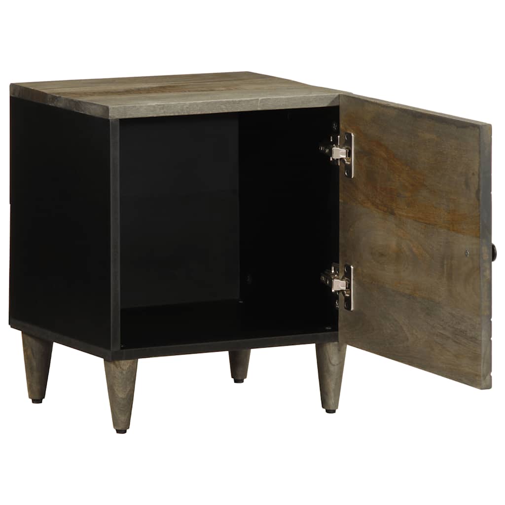 Comodino Grigio Chiaro 40x33x46 cm in Legno Massello di Mango | homemem39