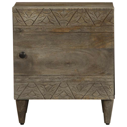 Comodino Grigio Chiaro 40x33x46 cm in Legno Massello di Mango | homemem39