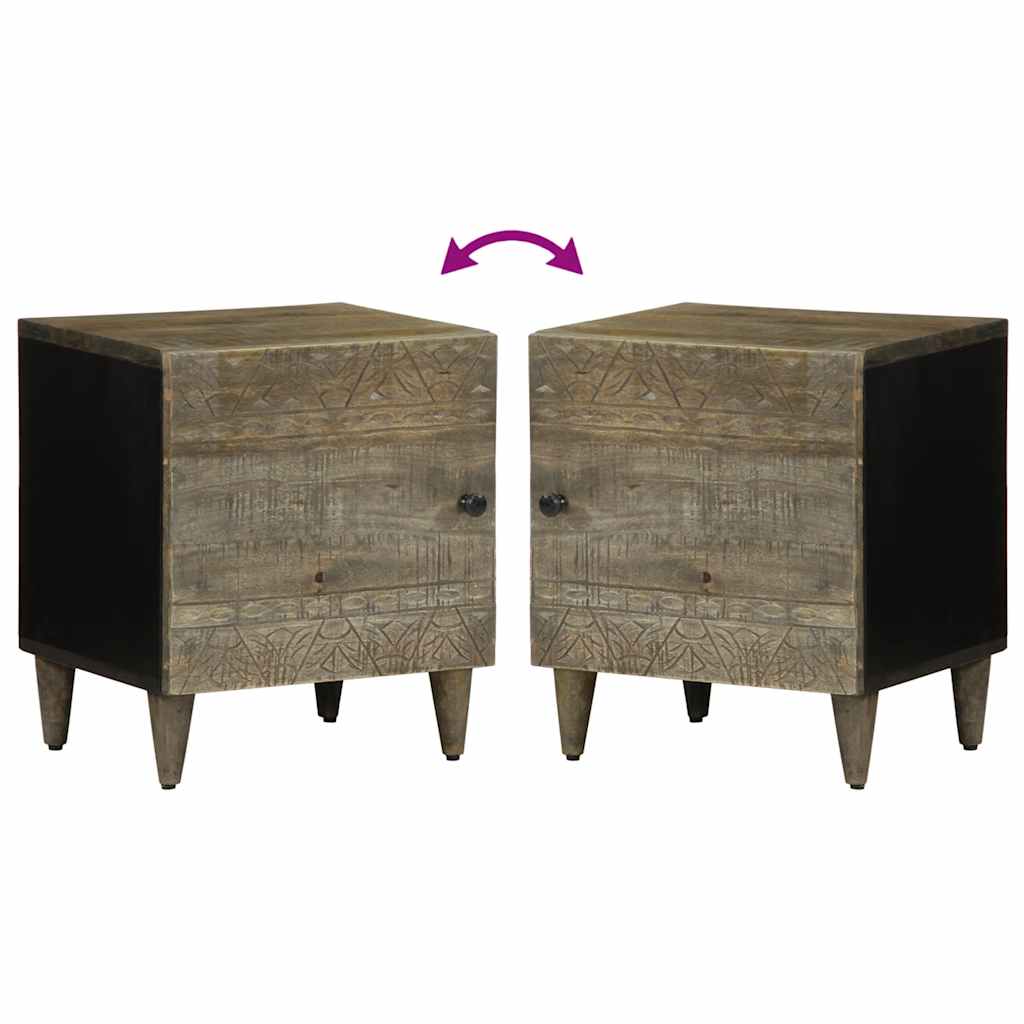 Comodino Grigio Chiaro 40x33x46 cm in Legno Massello di Mango | homemem39