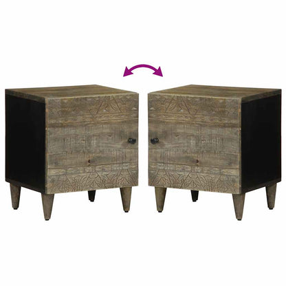 Comodino Grigio Chiaro 40x33x46 cm in Legno Massello di Mango | homemem39