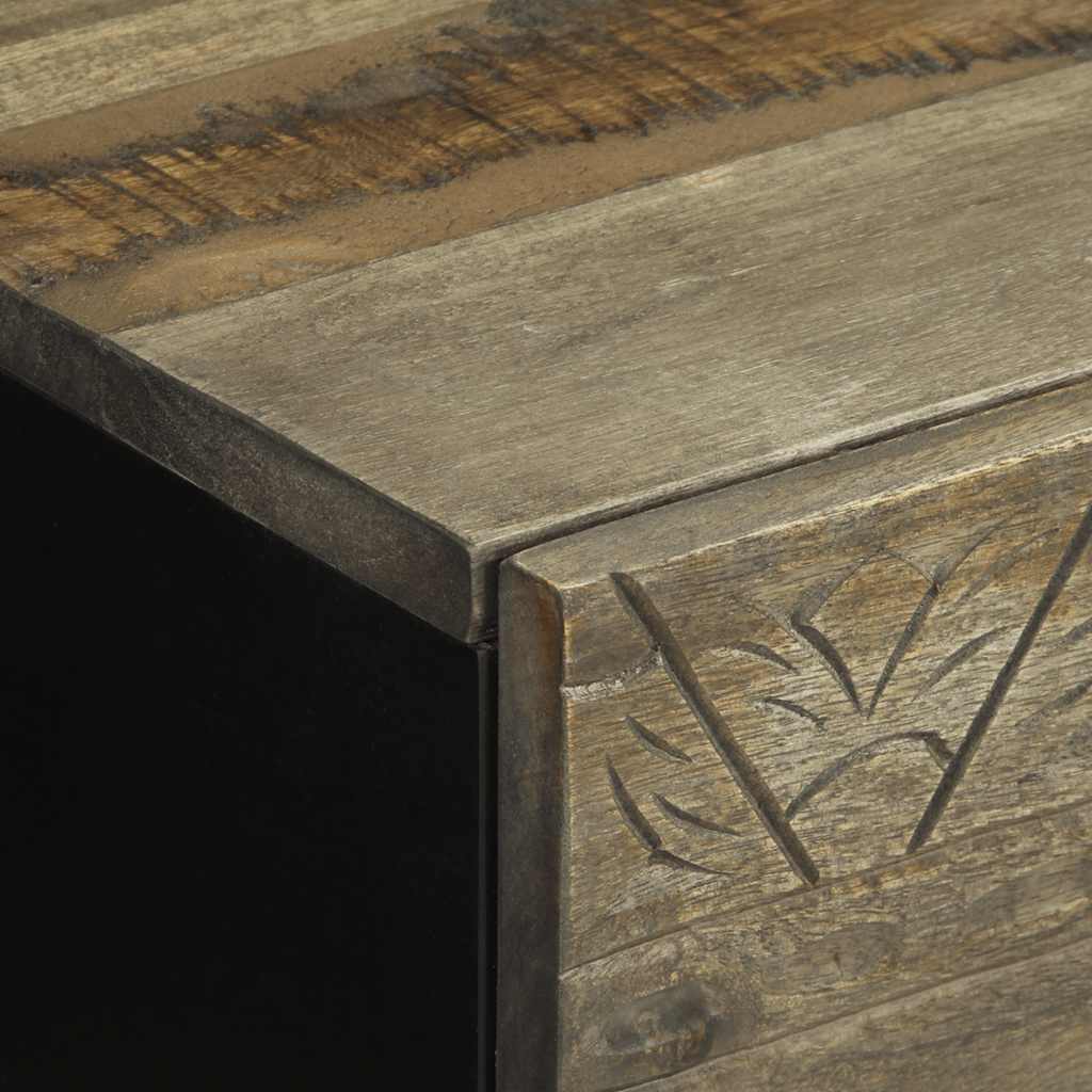 Comodino Grigio Chiaro 40x33x46 cm in Legno Massello di Mango | homemem39