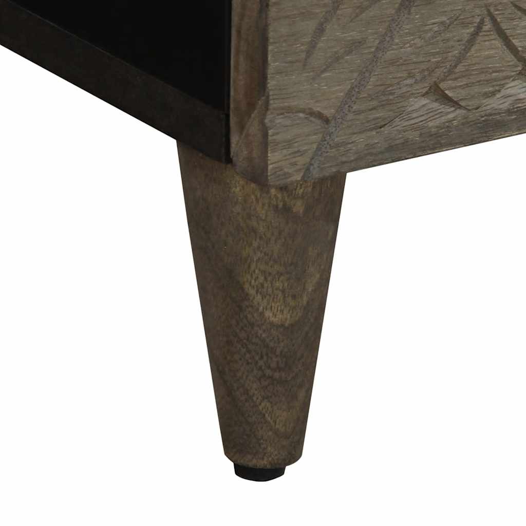 Comodino Grigio Chiaro 40x33x46 cm in Legno Massello di Mango | homemem39