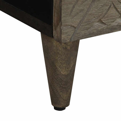 Comodino Grigio Chiaro 40x33x46 cm in Legno Massello di Mango | homemem39