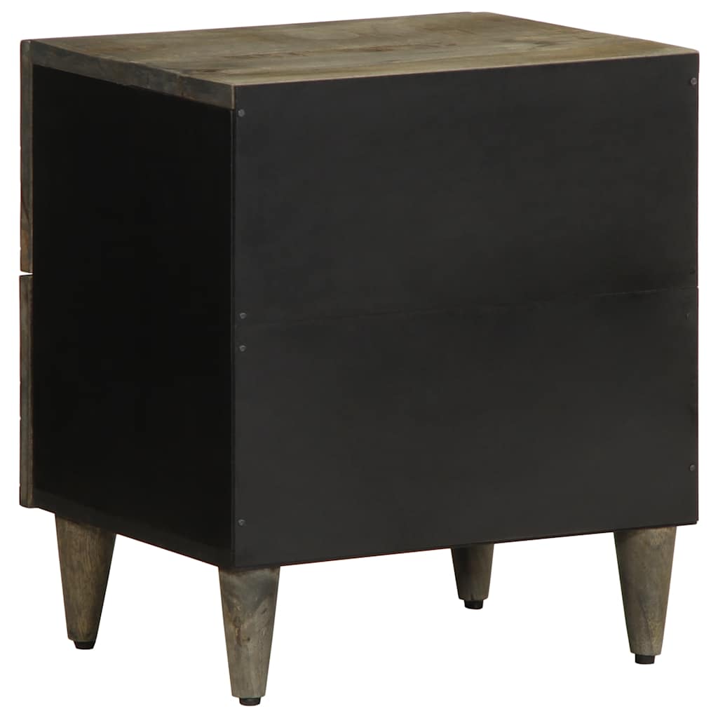 Comodino Grigio Chiaro 40x33x46 cm in Legno Massello di Mango - homemem39