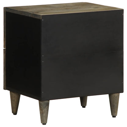 Comodino Grigio Chiaro 40x33x46 cm in Legno Massello di Mango - homemem39