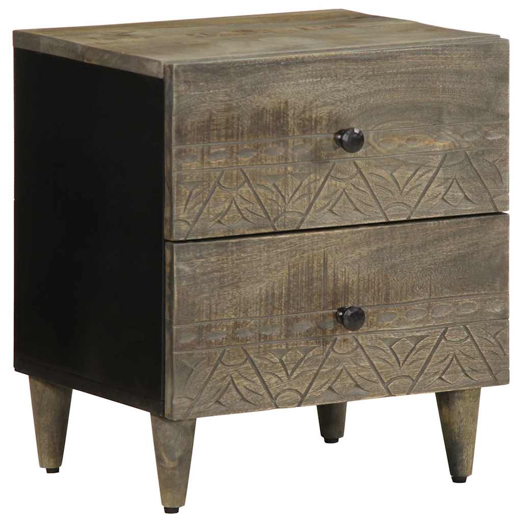Comodini 2pz Grigio Chiaro 40x33x46 cm in Legno Massello Mango | homemem39