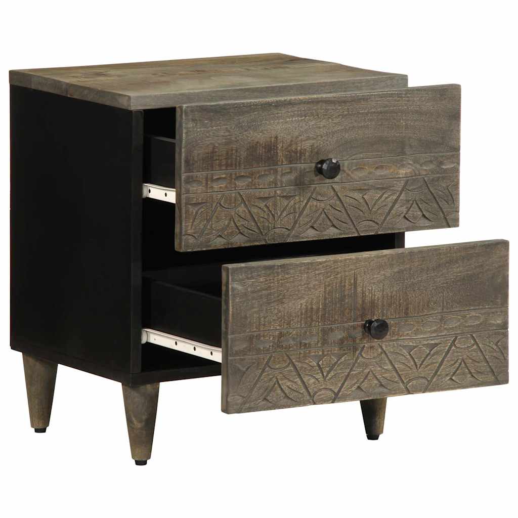 Comodini 2pz Grigio Chiaro 40x33x46 cm in Legno Massello Mango - homemem39