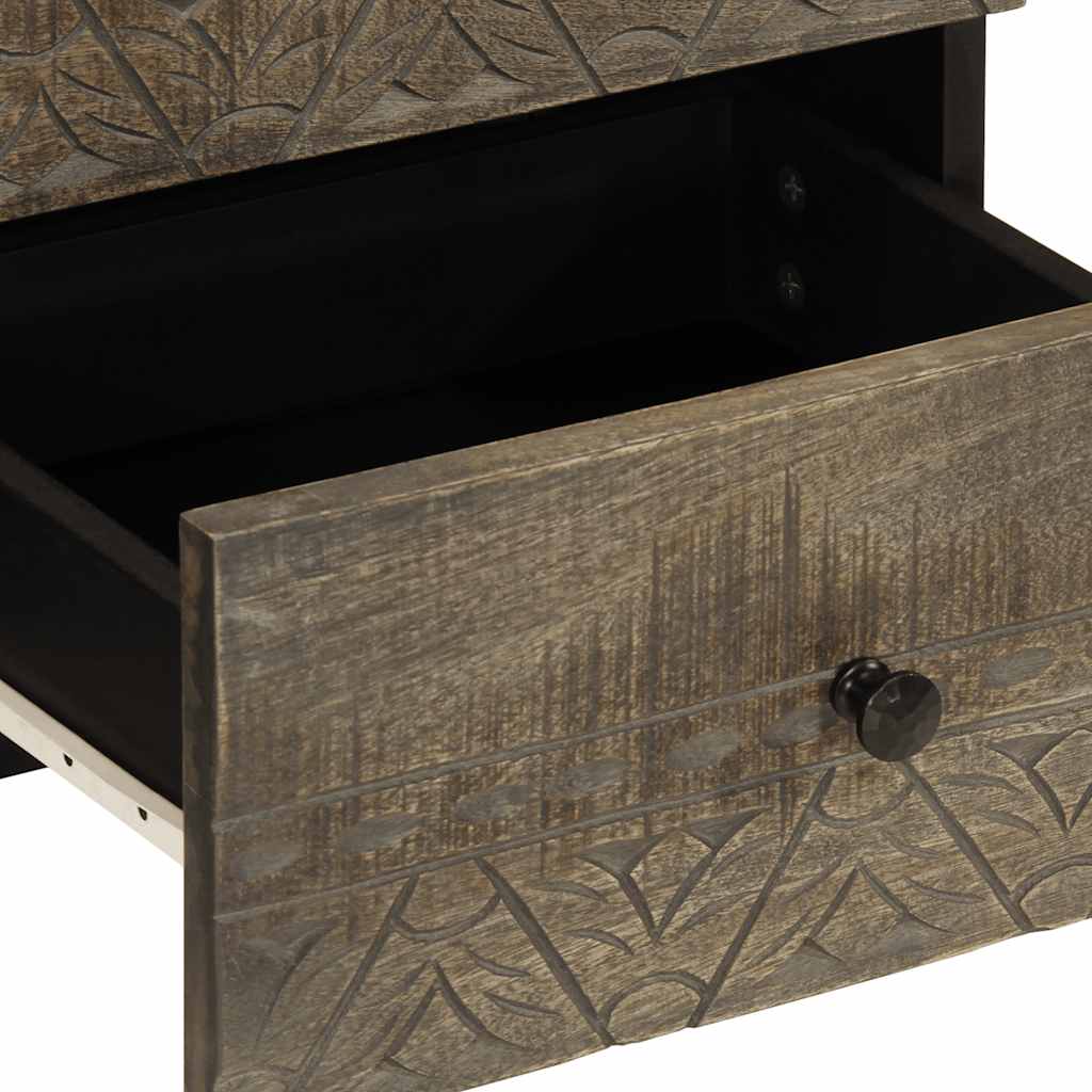 Comodini 2pz Grigio Chiaro 40x33x46 cm in Legno Massello Mango - homemem39