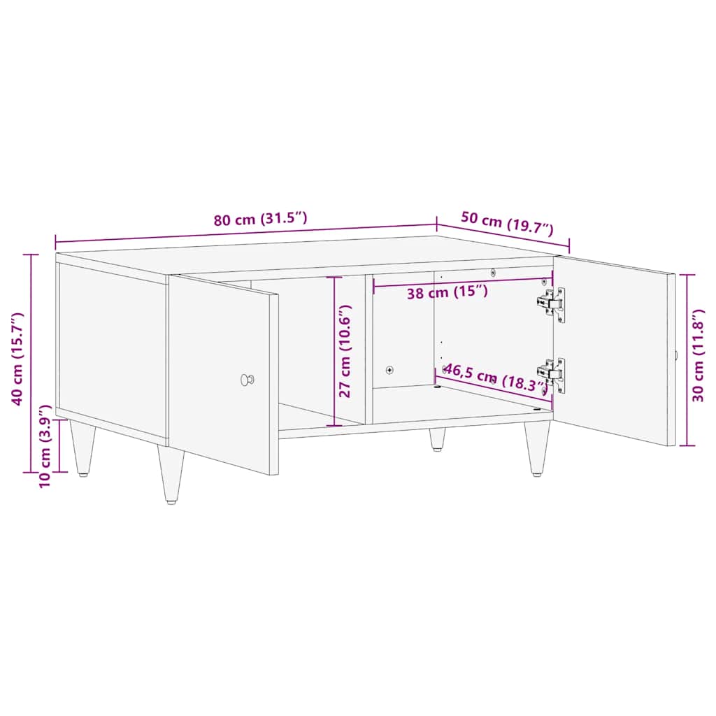 Tavolino da Salotto Grigio Chiaro 80x50x40 cm Legno di Mango | homemem39