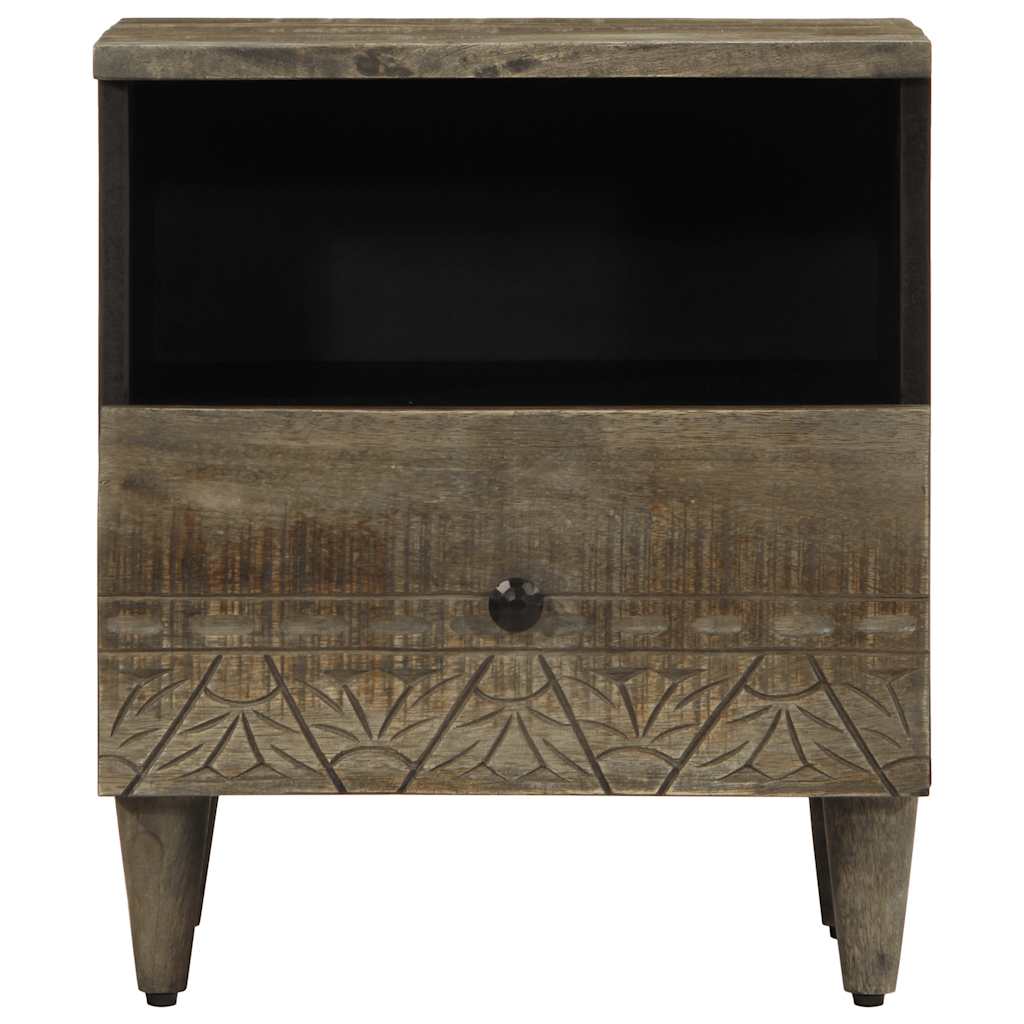 Comodino Grigio Chiaro 40x33x46 cm in Legno Massello di Mango | homemem39