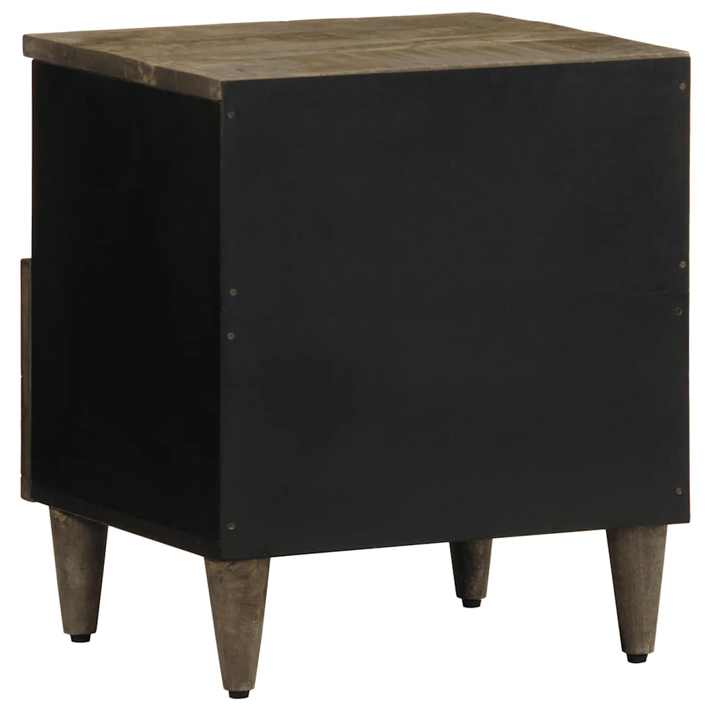 Comodino Grigio Chiaro 40x33x46 cm in Legno Massello di Mango - homemem39