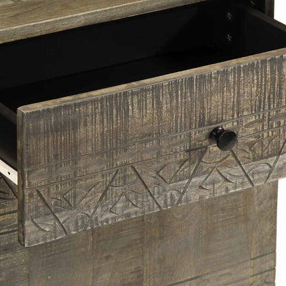 Comodino Grigio Chiaro 50x33x60 cm in Legno Massello di Mango | homemem39