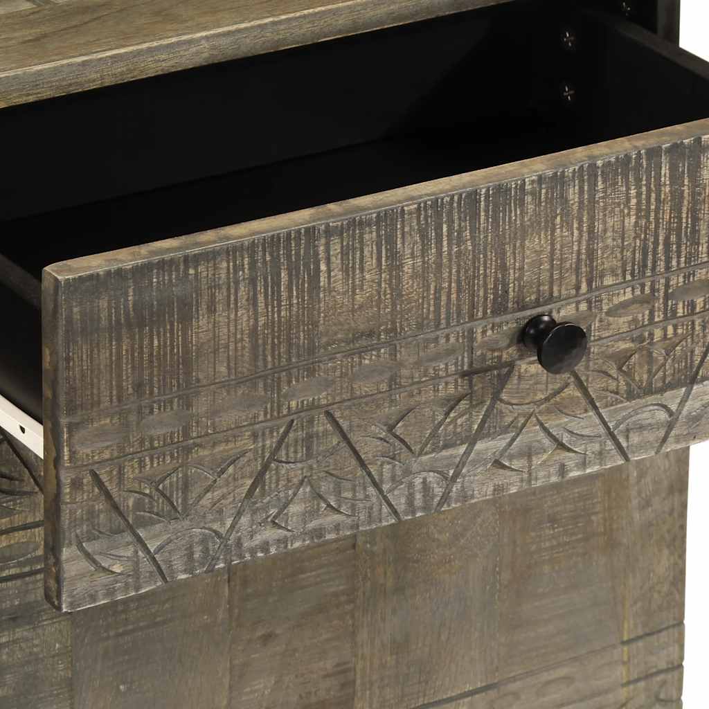 Comodino Grigio Chiaro 50x33x60 cm in Legno Massello di Mango - homemem39