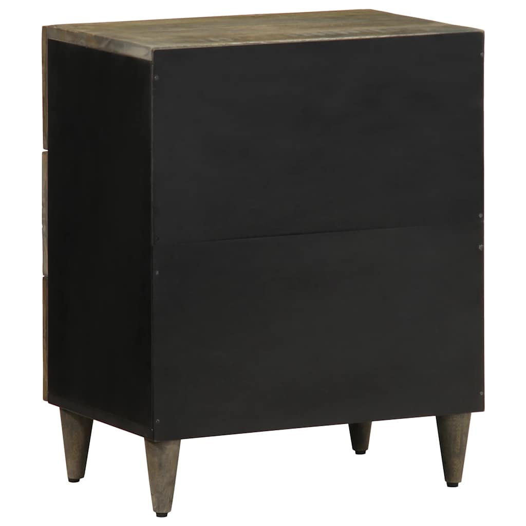 Comodino Grigio Chiaro 50x33x60 cm in Legno Massello di Mango - homemem39