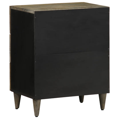 Comodino Grigio Chiaro 50x33x60 cm in Legno Massello di Mango - homemem39