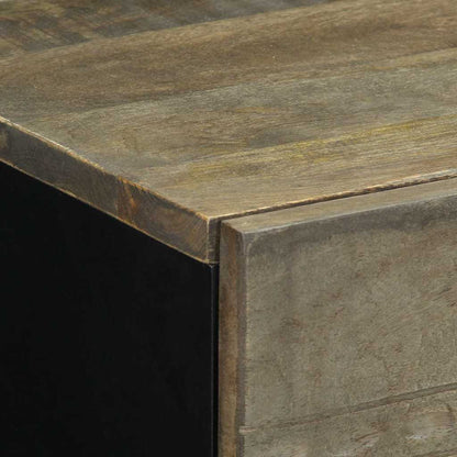 Comodino Grigio Chiaro 50x33x60 cm in Legno Massello di Mango - homemem39