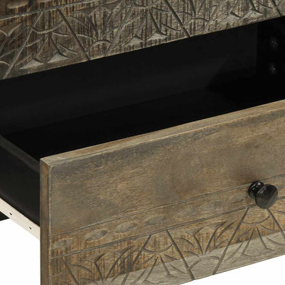 Comodino Grigio Chiaro 50x33x60 cm in Legno Massello di Mango - homemem39